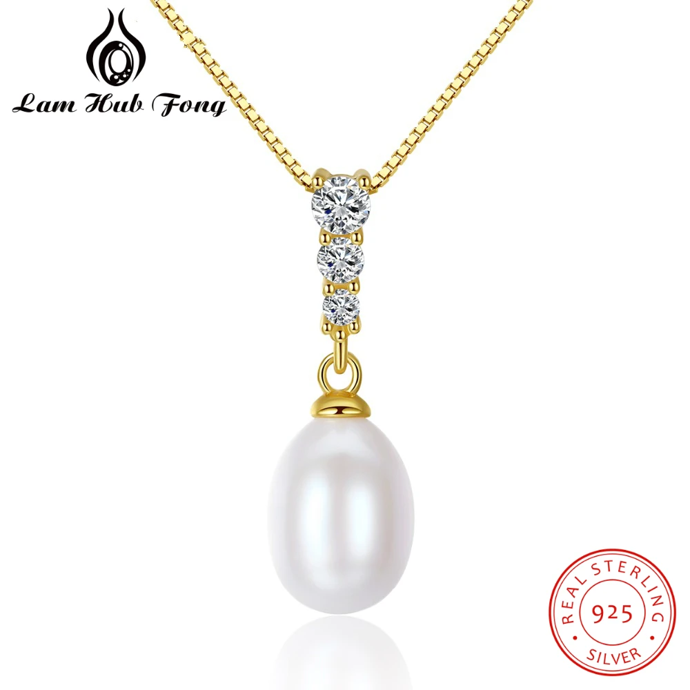

2018 New Original Drop Natural Pearl Necklace Pendant 925 Sterling Silver Fine Jewelry For Women 18K Gold Color choker