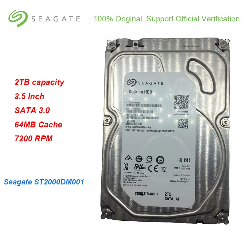 Новый внутренний жесткий диск Seagate ST2000DM001 емкостью 3 5 дюйма SATA 2 ТБ 0 64 Мб кэш памяти