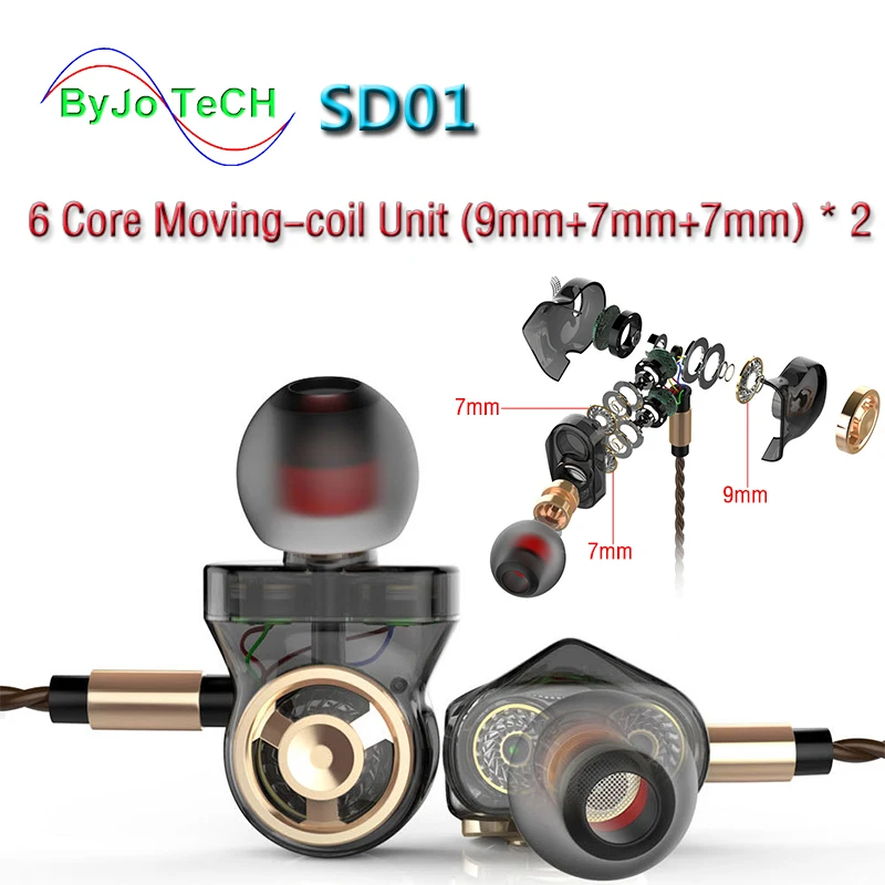

6 core moving coil unit Subwoofer HIFI 3.5mm in-ear stereo earbuds Mobile phone universal earphone for xiaomi Samsung iPhone PC