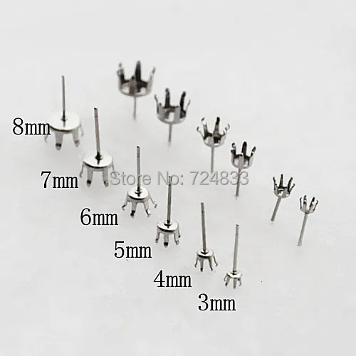 Blank Stainless Steel Ear Stud Earrings Bases With 6 Prong Pins Diy Findings For Pointed Back
