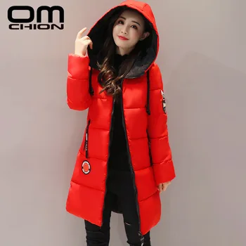 

OMCHION 2019 New Fashion Winter Epaulet Parkas Jacket Women Hooded Slim Long Sleeve Warm Sweet Winter Coat Women Jacket LJK69
