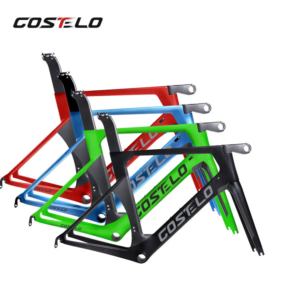 

2018 NEW technology COSTELO ONE PIECE MONOCOQUES Carbon Fiber Road bike frame fork stem seatpost 4 colors bicycle frame