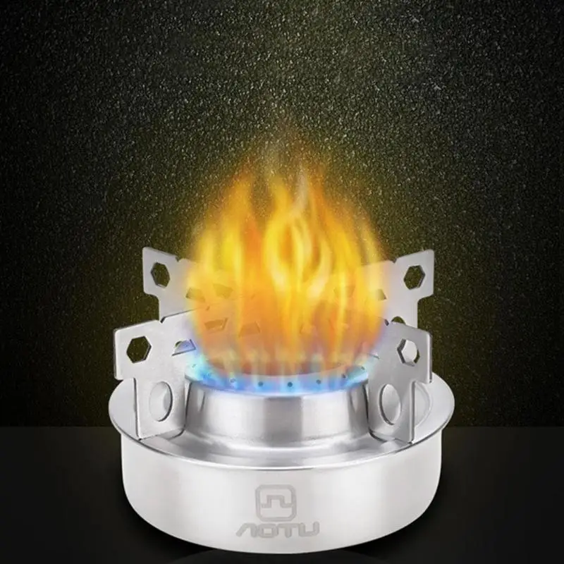 Portable Outdoor Camping Stainless Steel mini Alcohol Stove Backpacking Spirit Burner Furnace with shelf for self-driving tour
