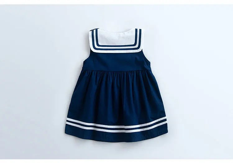 2018 New Toddler Girl Dress Child Sleeveless Dresses for Girls Kids Sailor Collar Summer Dress for school Clothing Children  (3)