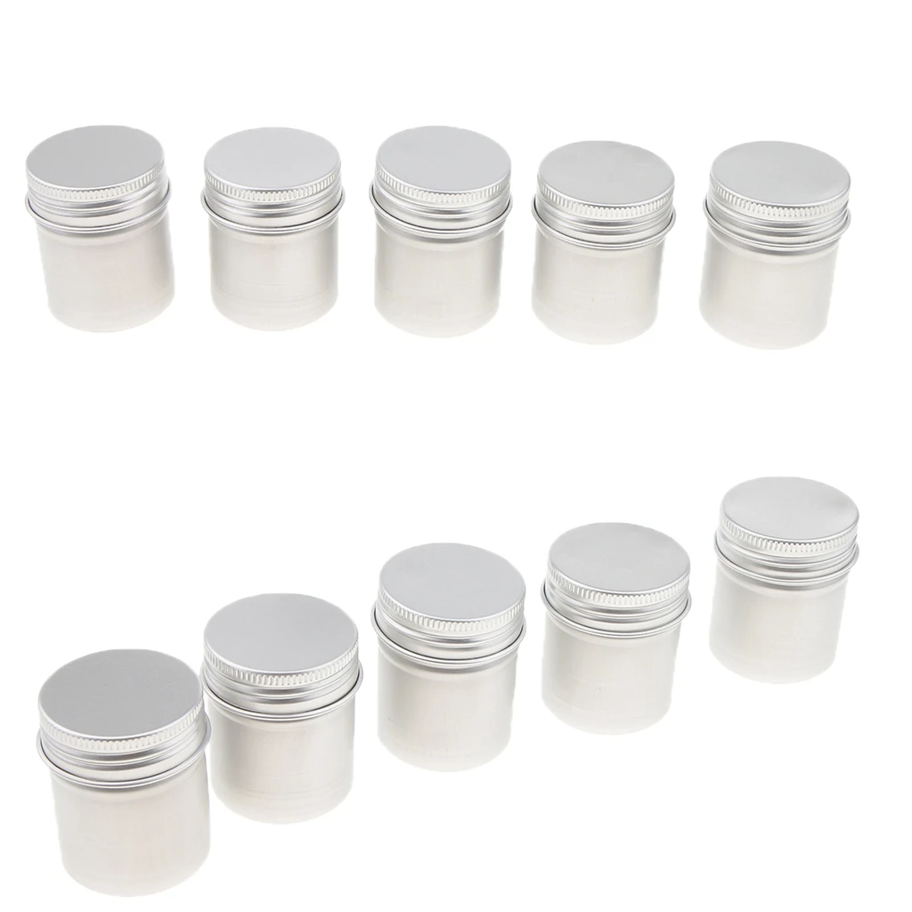 50 ml Silver Aluminum Lip Balm Tin Storage Jar Containers with Screw Cap for Cosmetic, Candles, Wax or Tea ( Pack of 10 )