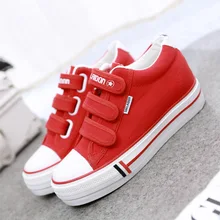 Women Casual Shoes Platform Ladies Canvas Shoes White Wedges Basket Hook & Loop Trainers Walking Shoes Stars Zapatos Mujer