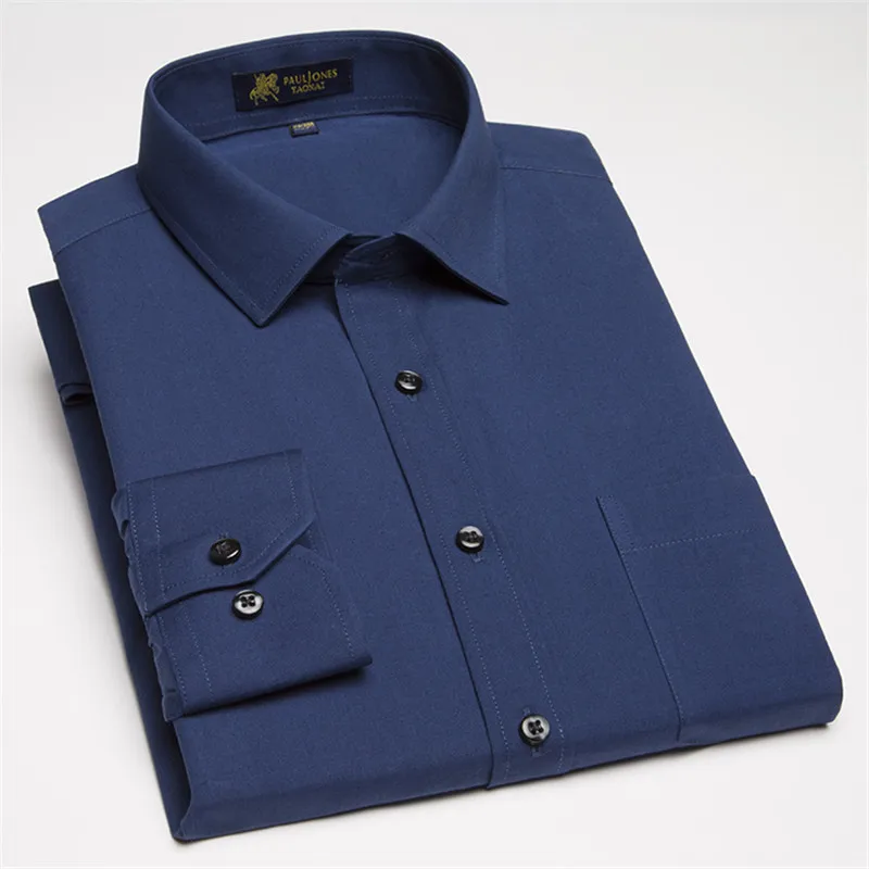 Achat Nouveau 2018 en coton et lin de haute qualité confortable à manches longues col rabattu solide plaine hommes d affaires robe chemises 6 couleurs