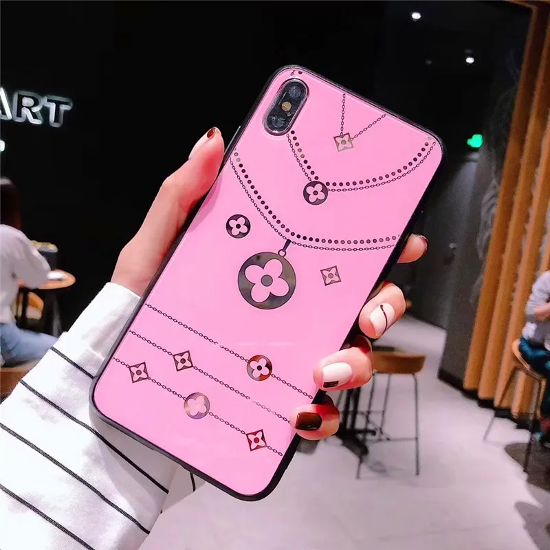 

Fashion Girl Makeup Mirror Plating Phone Case For Honor 8x 7a 9 10 lite Lucky Grass Necklace Soft Cases