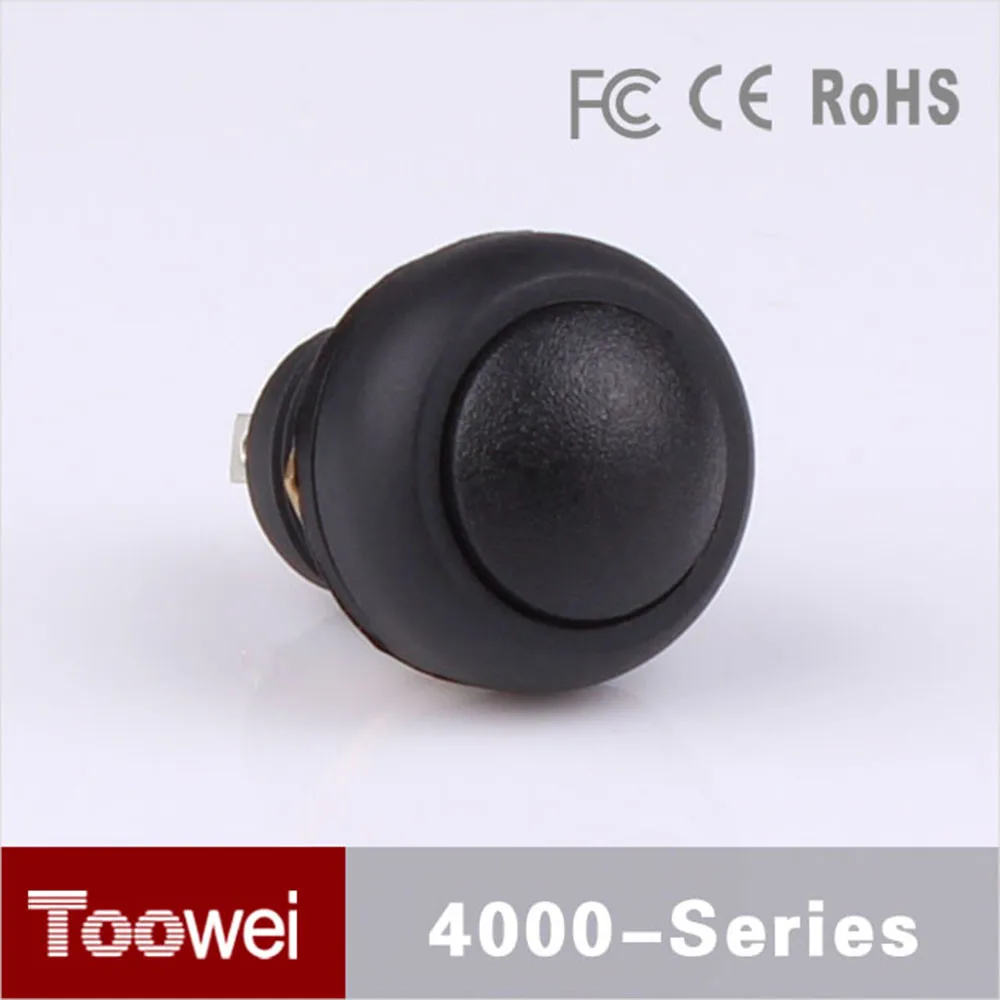 50PCS 12mm Waterproof Momentary ON/OFF Push Button Mini Round Switch Black 