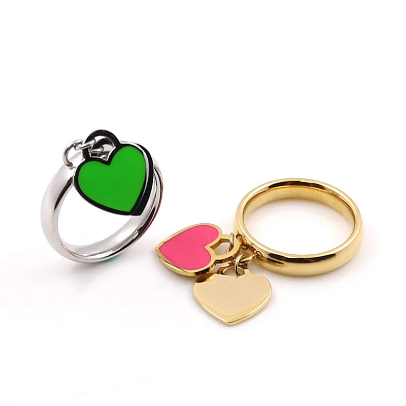 Модное роскошное кольцо известного бренда для влюбленных, новые женские кольца, Золотое двойное кольцо персикового цвета с сердцем для женщин, Anillo, хорошее ювелирное изделие