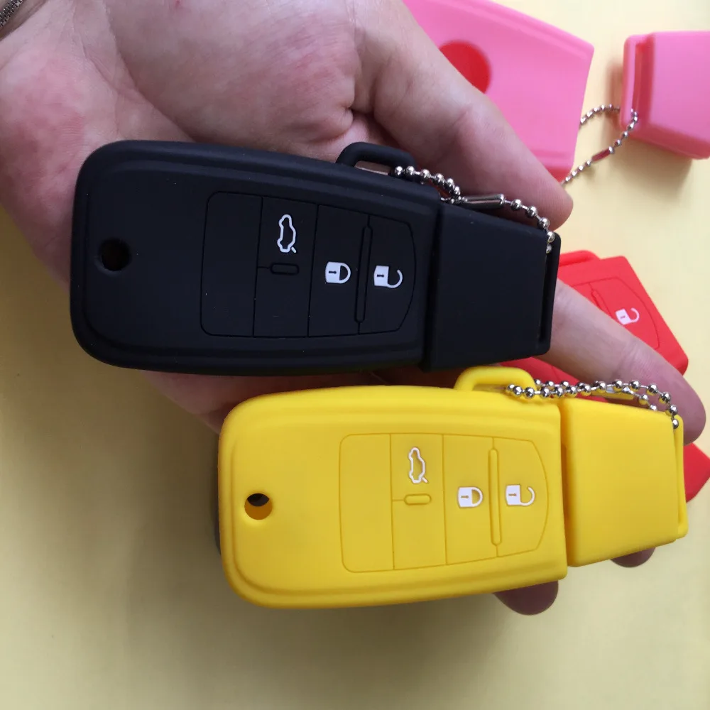 Rubber Keychain Remote Holder For Fiat Key,3Button Silicone Protective