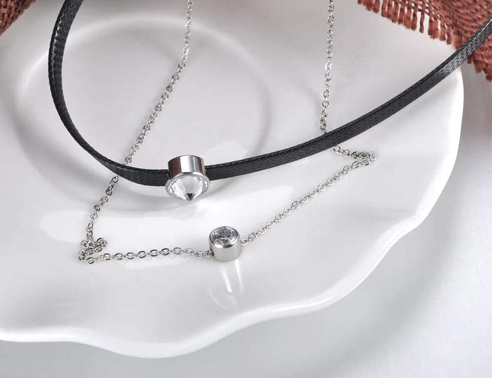 Lokaer, богемное Двухслойное ожерелье из нержавеющей стали, ювелирные изделия, трендовая цепочка с кубическим цирконием, чокеры, ожерелье для женщин и девушек, N19019