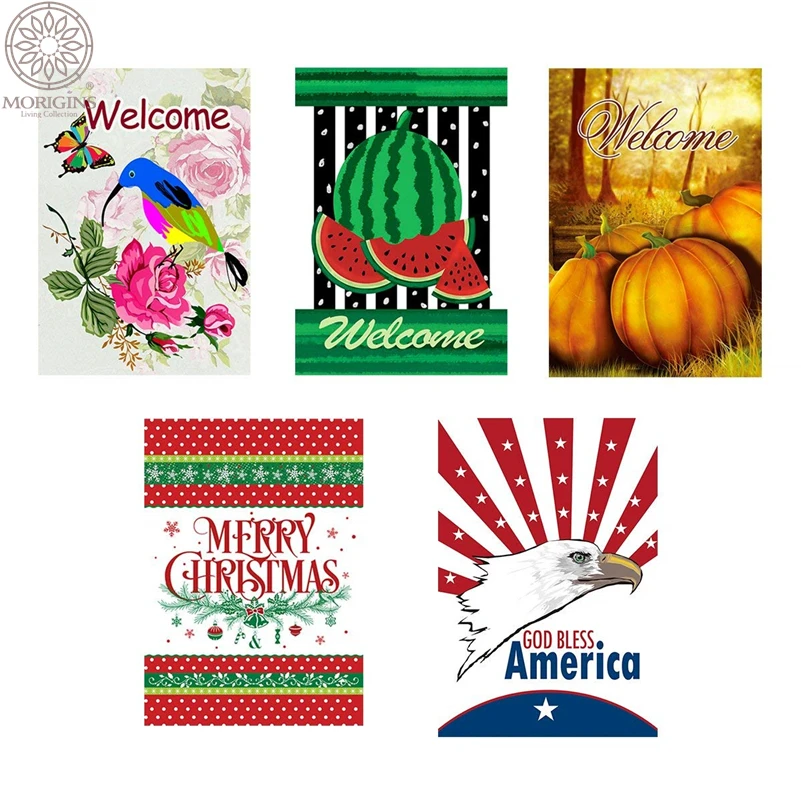 

Morigins Hot Sales Home Garden Flag 12 x 18 inches Holiday Double Sided Home Decorative Seasonal Garden Flag Set of 5Pcs N258