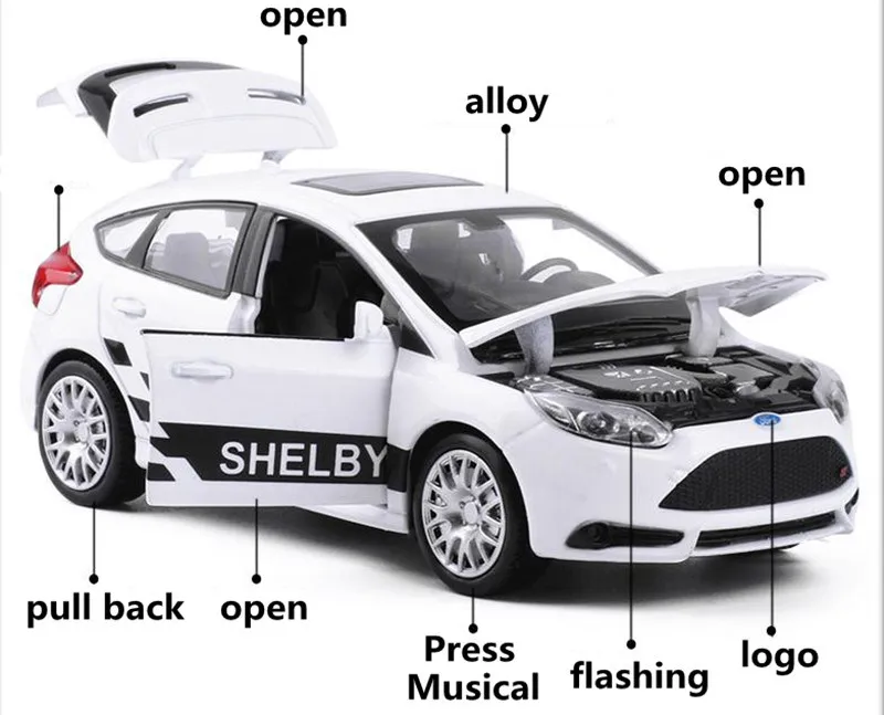 1:32 Сплав модели автомобилей высокая имитация Ford Focus модели игрушечных автомобилей Металл, полученный литьем под давление оттяните назад и мигает и музыкальные
