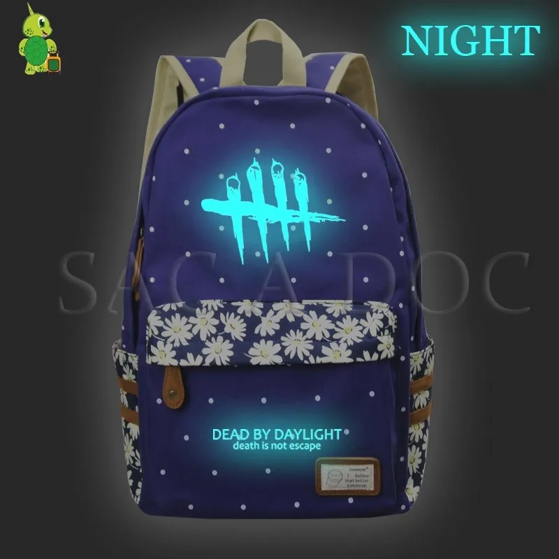 

Dead By Daylight Game Luminous Backpack Women Harajuku Daily Backpack Flower Wave Point School Backpack Girls Travel Bags