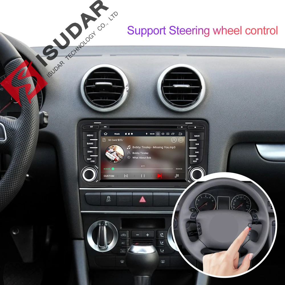 Isudar 2 Din Авто Радио Android 9 для Audi A3 8 P/A3 8P1 3-дверей/S3 8 P/RS3 Sportback Автомобильный мультимедийный видеоплеер gps DVR