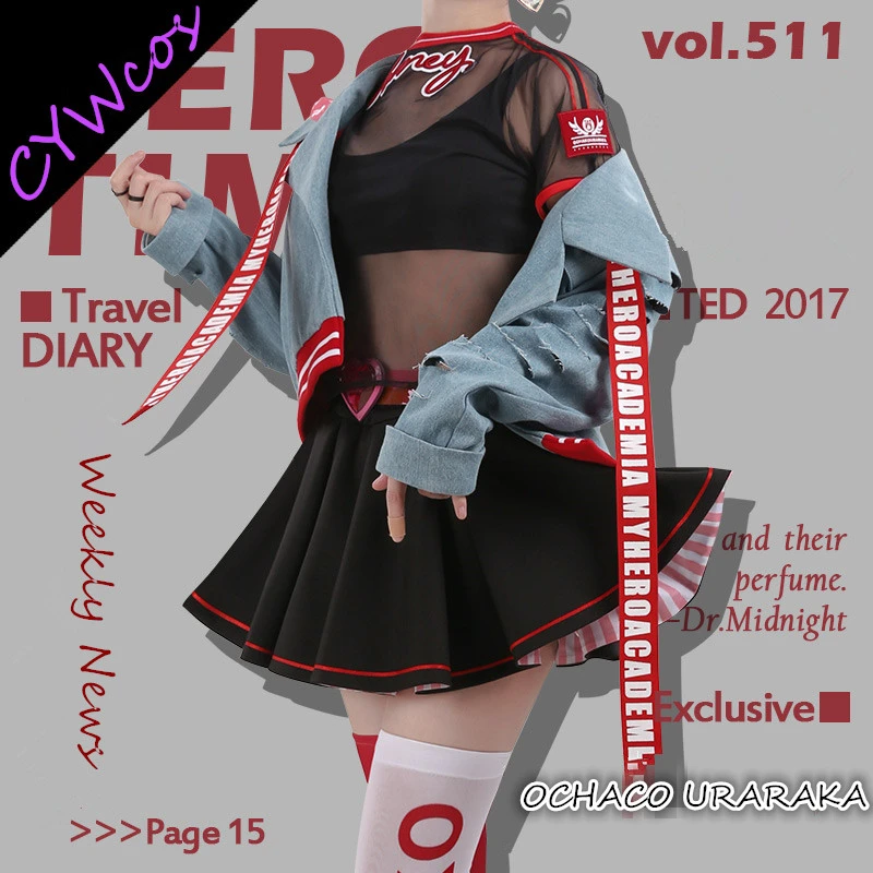 Костюм для косплея из аниме My Hero academic Weekly News Asui Tsuyu OCHACO URARAKA химико Тога