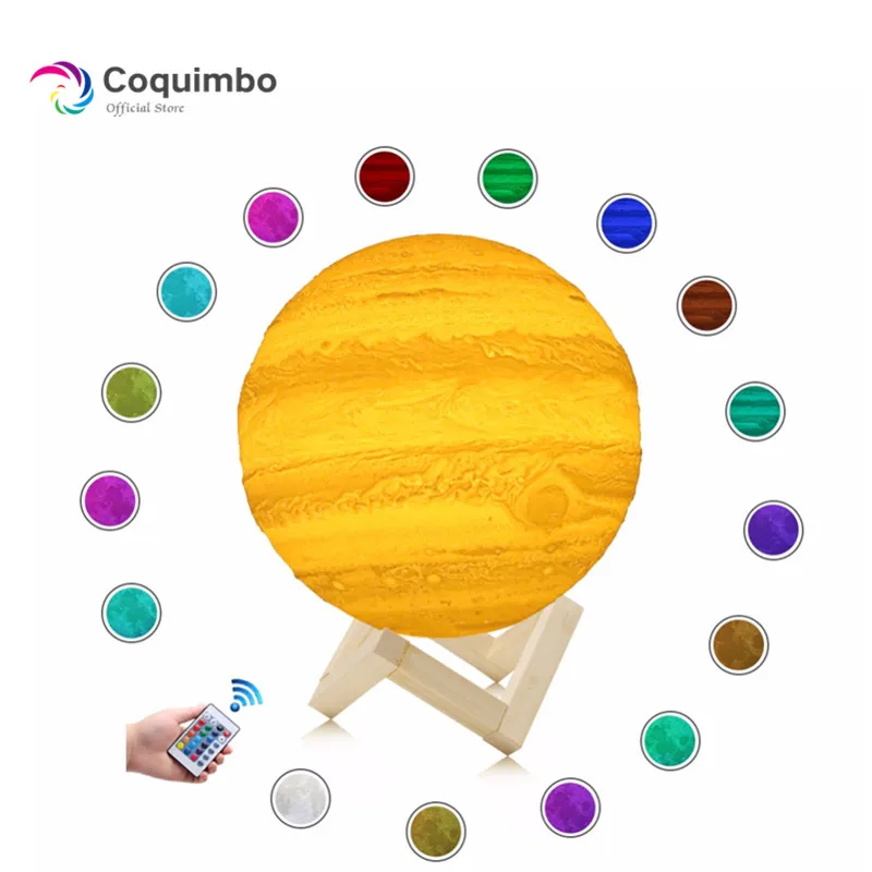 

New Arrival 3D Printing Jupiter Lamp Remote/Touch/Pat Switch Night Light For Home Decoration Creative Gift For Children