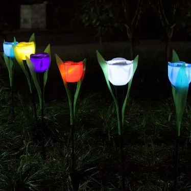 Multi-colors Tulip Shape Light Inductor Garden Lawn Balcony Solar Lamp | Освещение