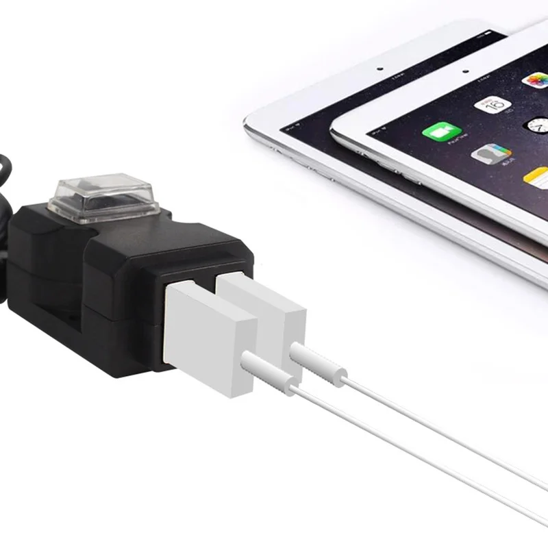  Wasserdicht Dual USB 12 v Motorrad Lenker Ladegerät Buchse Adapter mit Schalter Halterungen Univers