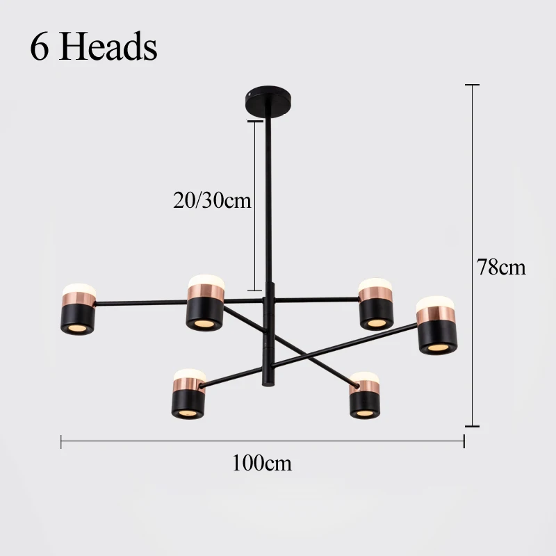 Современные светодиодные люстры потолок Nordic кулон Крытый лампы для мотоциклов для гостиная ресторан спальня люстра осветительный, акриловый огни - Цвет корпуса: 6 Heads