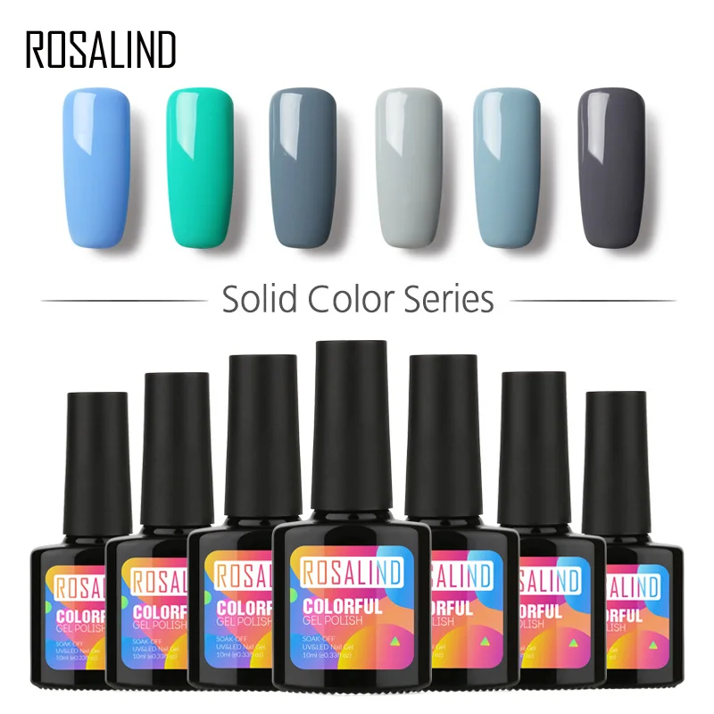 

ROSALIND Gel 1S 10ML Black Bottle Solid Colors Series 31-58 Colors Soak-Off Long Lasting UV LED Gel Nail Polish Nail Art