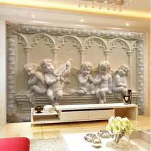 3D современные роскошные рельефные Настенные обои с изображением ангелов рулон стены спальни ТВ фон