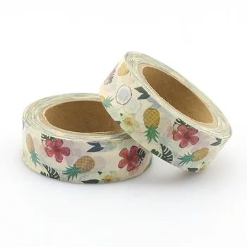 

1 Roll red floral and pinapple Washi Tapes Masking Tape Decorative Stickers Diary Deco tape 10m