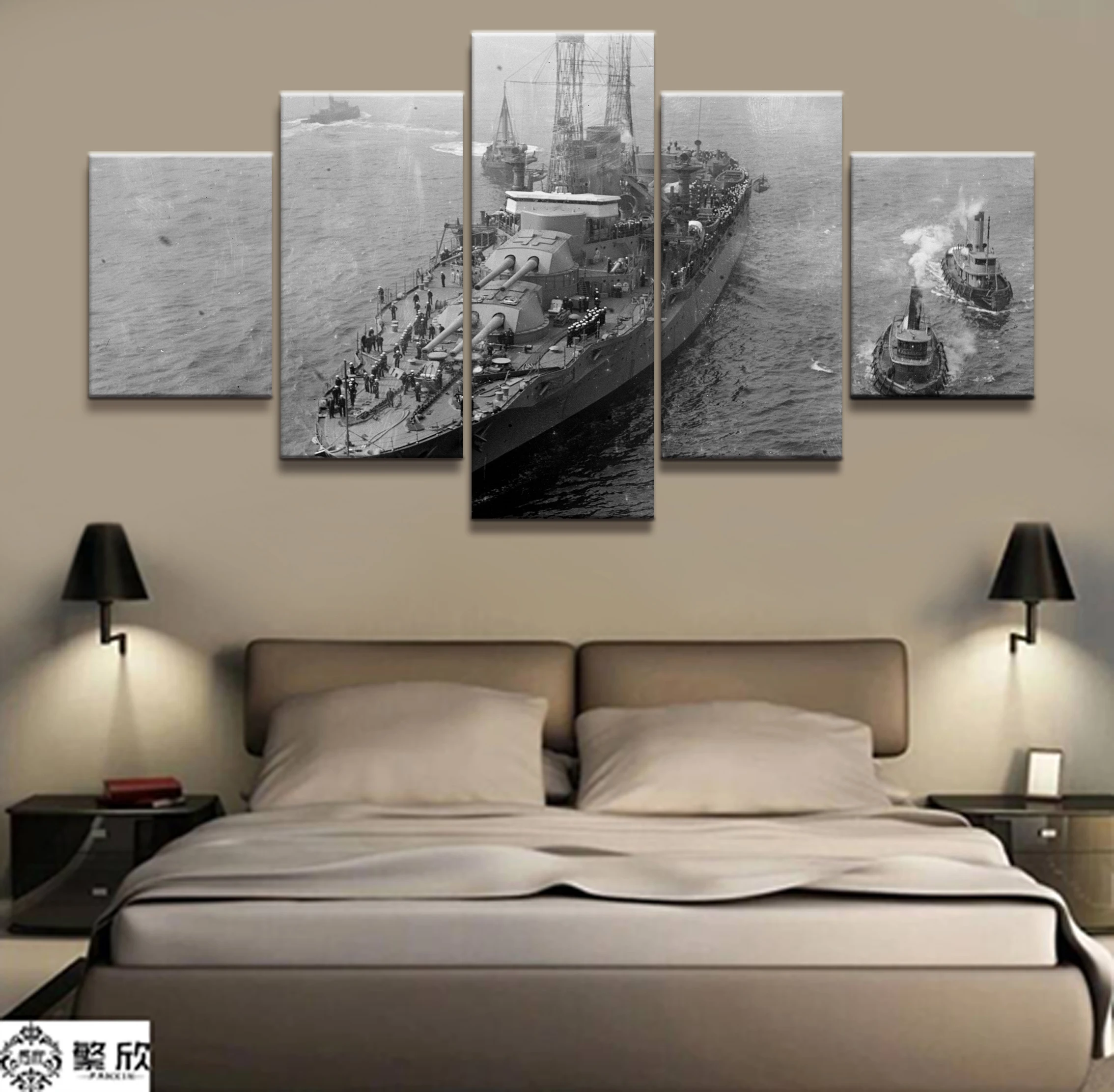 

5 Panel USS Texas Navy War Weapon Poster Printed Painting For Living Room Wall Art Decor Picture Artworks Poster