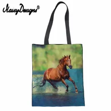 Женская Холщовая Сумка для покупок с принтом Crazy Horse, Женская Ручная Холщовая Сумка, большая женская школьная сумка на плечо для девочек-подростков