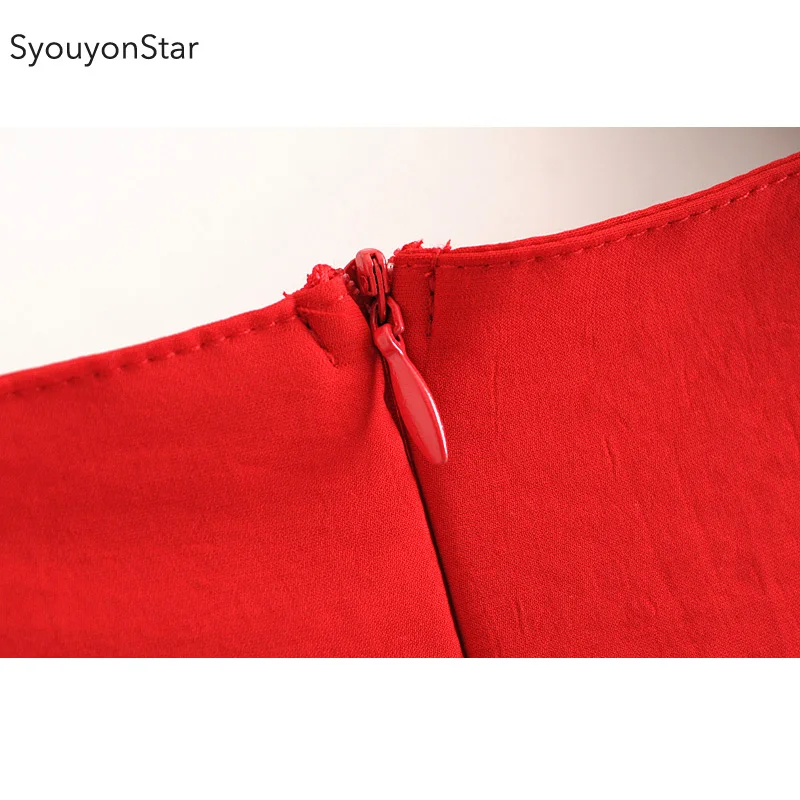 Женская блузка с рукавами фонариками souyonstar красная Элегантная в Корейском стиле