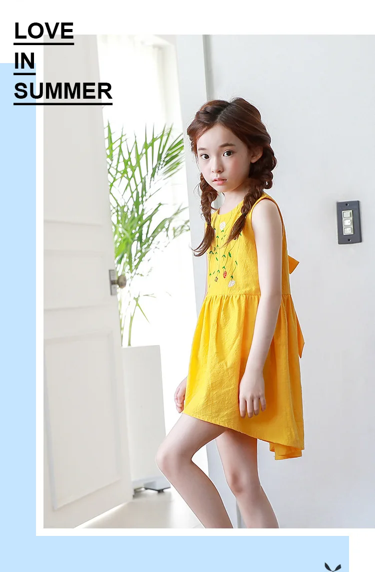 bow cotton ruffles baby teenage girl cotton summer dresses for kids girl yellow irregular children girls princess dresses 2018 new 5 6 7 8 9 10 11 12 13 14 15 years teenage girls kids dresses for girls clothing for teen  (19)