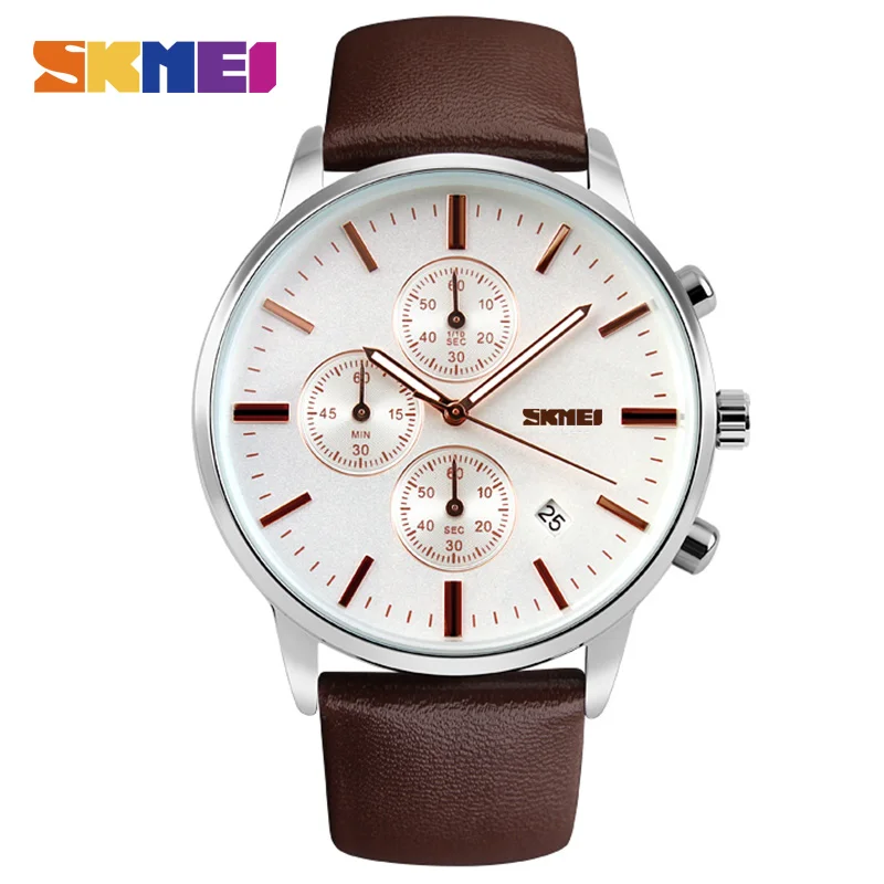 

New Men Watches Luxury Top Brand SKMEI Fashion Men Big Dial Leather Quartz Watch Male Clock Wristwatch Relogio Masculino