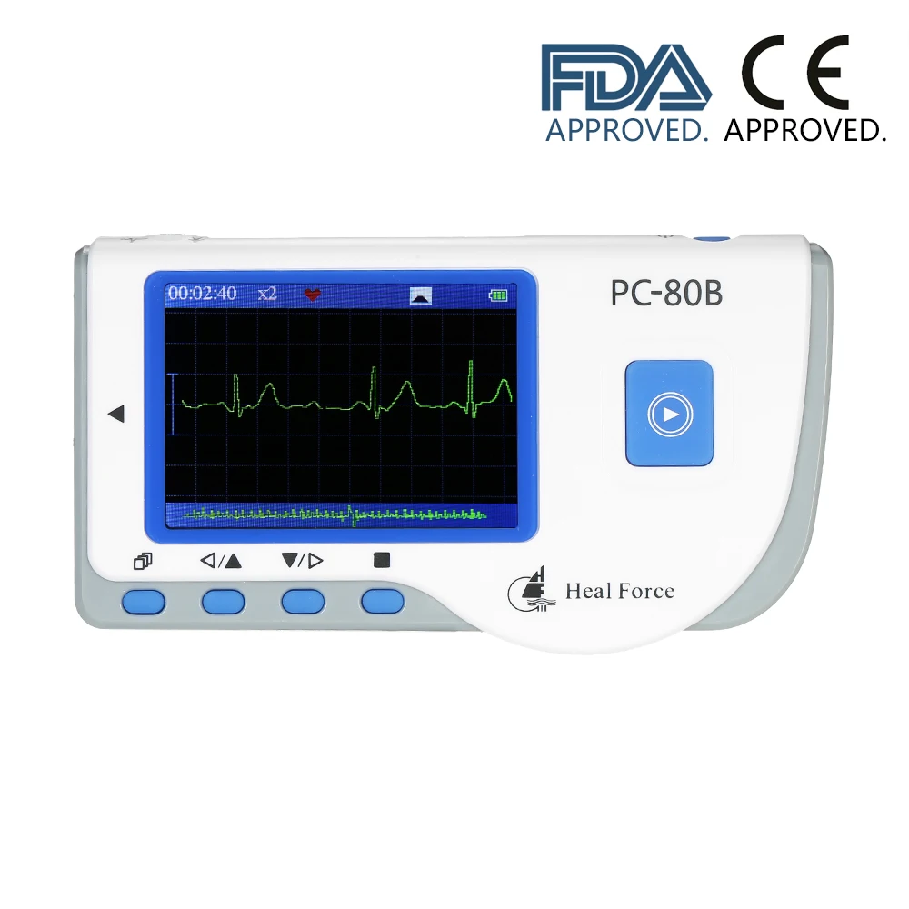 

Medical Portable ECG EKG Monitor Machine blood pressure Monitor with USB Cable Adhesive Electrode Lead Wires FDA CE Approved