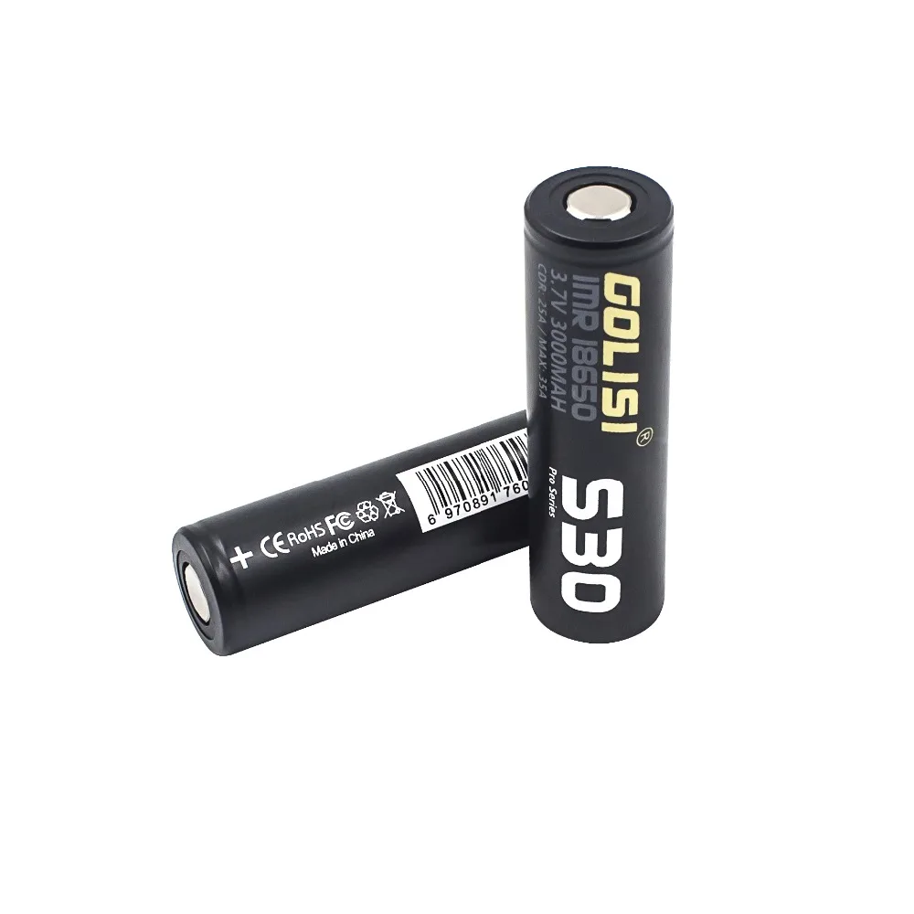 2шт GOLISI S30 IMR 18650 3000mah 3,7 V CDR 25A MAX 35A Высокая дренажная E-CIG аккумуляторная батарея для VAPE фонарик налобный фонарь Игрушка