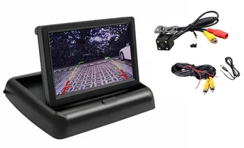 

4LED Night Vision Car CCD Rear View Camera With 4.3 inch Color LCD Car Video Foldable Monitor Camera Auto Parking Assistance