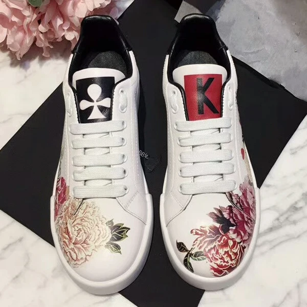 

Woman Leather Sneakers Floral Casual Shoes Plus Size 42 Genuine Leather Woman Sneakers Spring Autumn Luxury Brand Fashion Shoes