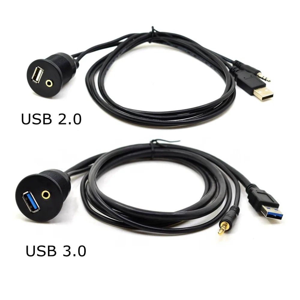 1m Usb 3.0 Usb 2.0&3.5mm To Usb&3.5 Mm Aux Extension Cable Flush Mount