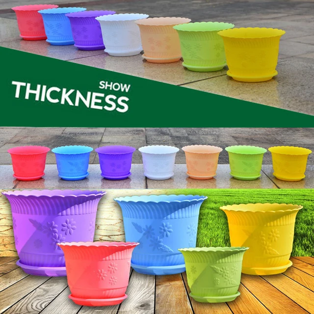Large Round Plastic Plant Flower Pots Garden Nursery Flowerpot Large Round Plastic Plant Flower Pots Garden Nursery Flowerpot Succulent Plants For Home Office Decor