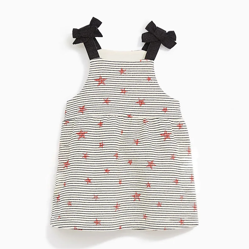 Little maven/летнее Хлопковое платье-комбинация для маленьких девочек от 2 до 7 лет, нарядное детское платье с бантом для малышей платье в полоску с принтом звезды
