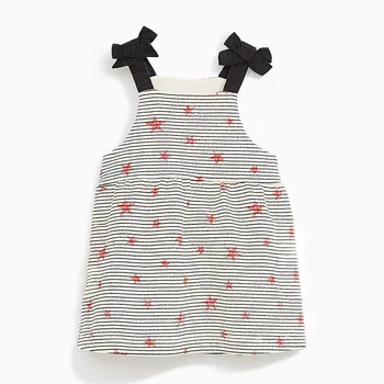 

Little maven 2-7Years Summer Slip Cotton Dress For Baby Girl Fancy Child Kids Toddler Baby Girl Bowknot Stripe Star Print Dress