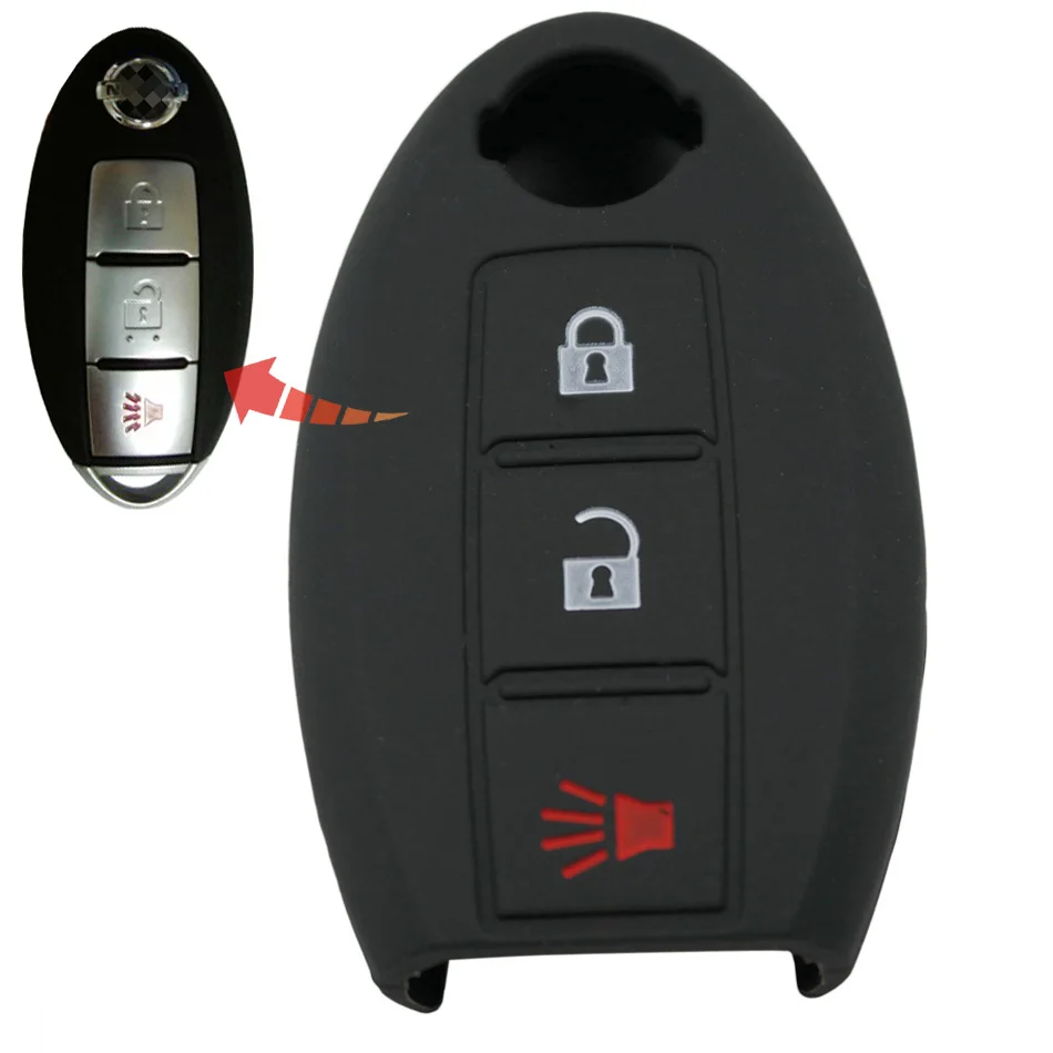 

1pcs Silicone Key Remote Car Key Case Cover Fob 3 Button For Nissan March Qashqai Micra X-Trail Skyline Rogue Juke Alissa
