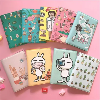 

Pu Bearbear Bunny Heart Cartoon Print Travel Passport Card Holder Cover Folder Clip Purse Bag Passport Holder