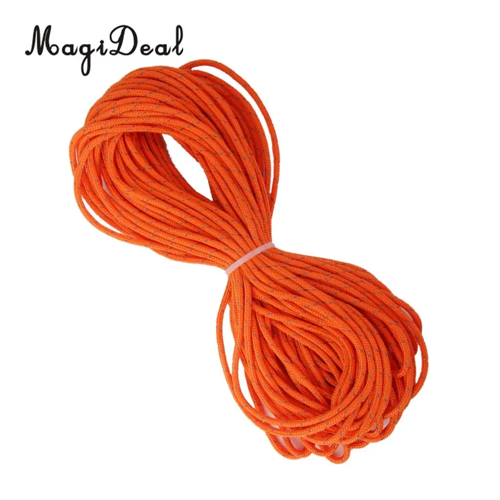 MagiDeal 3mm Orange Reflective Tent Guy Line Rope Camping Cord Paracord 20M for Outdoor Hunting Tent Awning Caravan Accessories