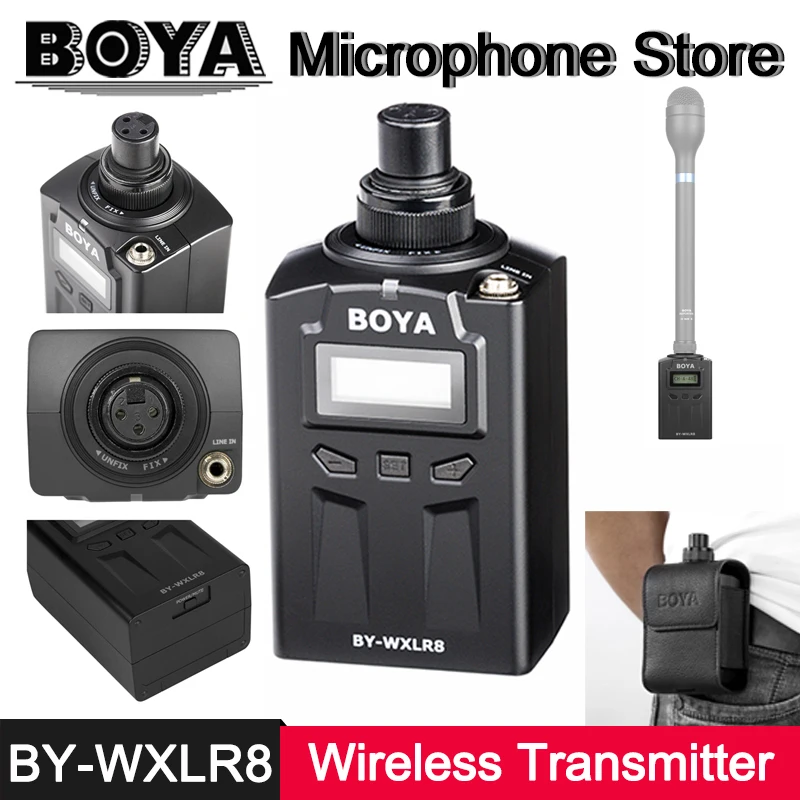 BOYA BY-WXLR8 Plug-On XLR Microphone LED Transmitter for BY-WM6R BY-WM8R BY-HM100 BY-M4C BY-M4OD BY-M8C BY-M8OD BY-M11C BY-M11OD