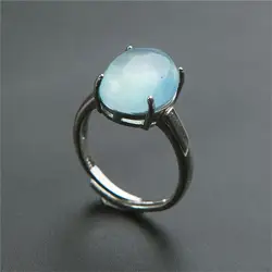 Модные 925 пробы Серебряное кольцо Регулируемый размеры Натуральный Синий Кристалл драгоценные камни Jewelry кольца для вечерние женщин леди