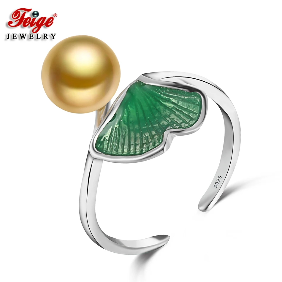 

Feige Fashion style 925 Sterling Silver Enamel Ring Accessories Anillos Golden Freshwater Pearl Rings for Women Pearl Jewelry