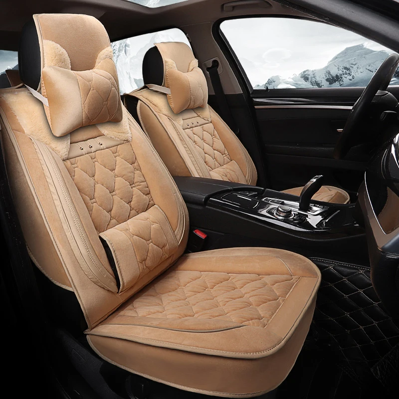 Car Seat Cover Plush Flocking Automobiles Seat Covers Set Universal 5