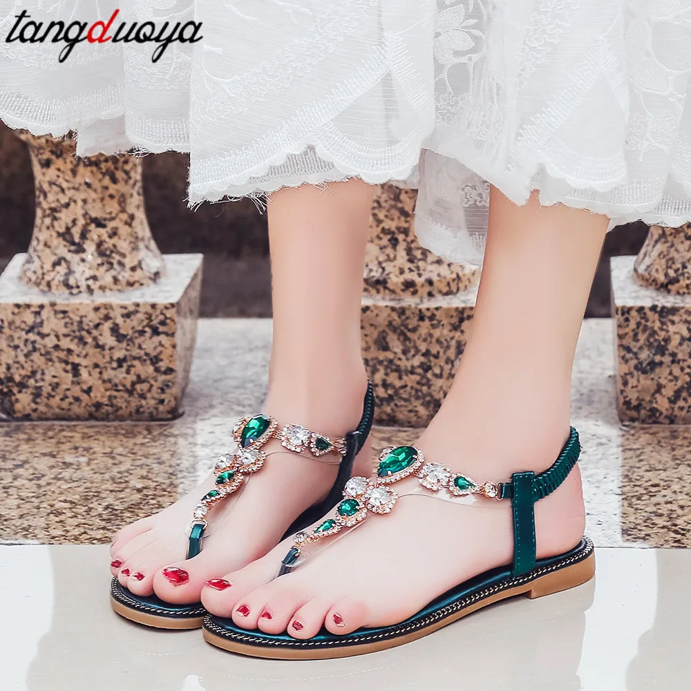 

Rhinestones Crystal Sandals Women Beach Shoes Flip Flops Women Summer Sandals With Strap Shoes Women Flip Flop sandalias mujer