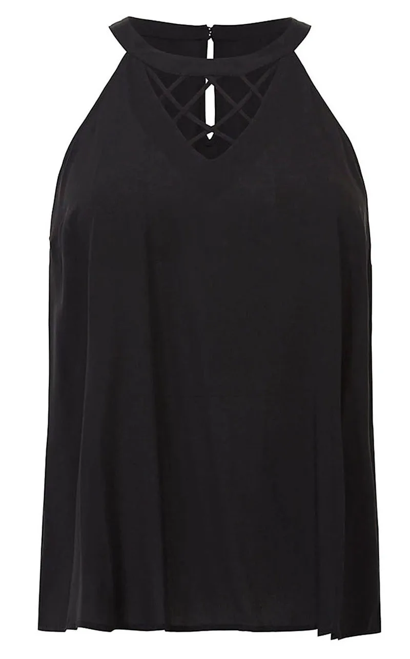 Plus-Size-Black-Challis-Goddess-Lattice-Tank-LC251831-2-4